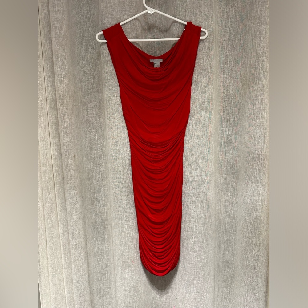 H&M BodyCon Ruched Dress, Red, Size US4